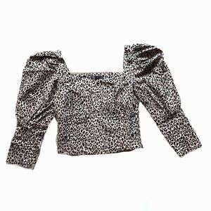 Zara Leopard Print Puff Sleeve Top